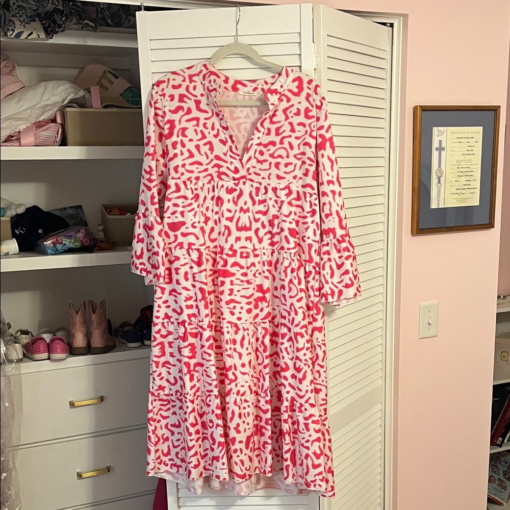 Pink and White Patterned Dress Sunday up